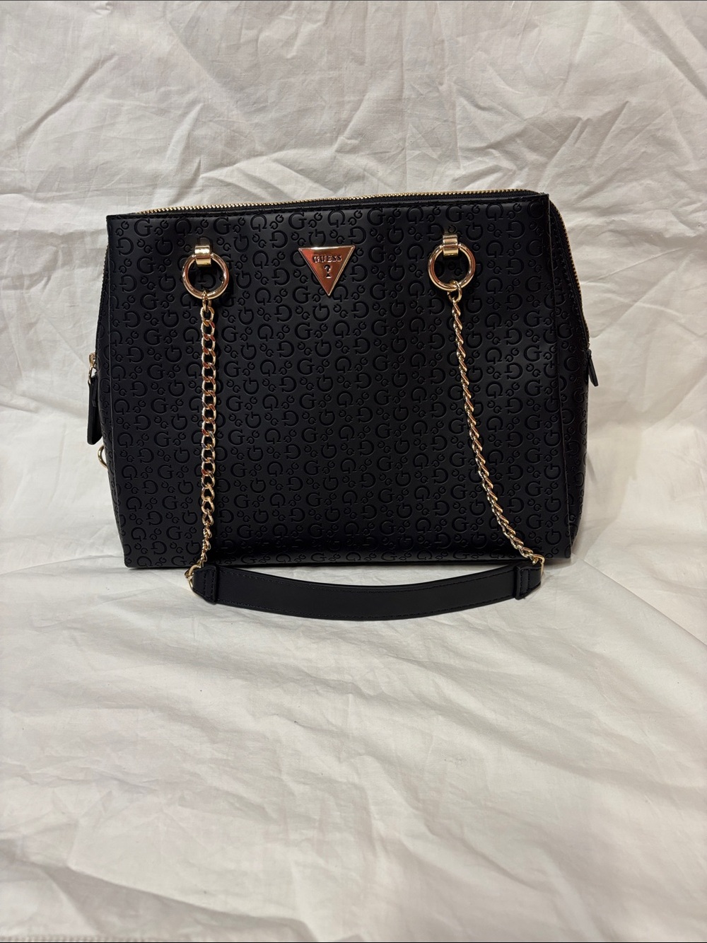 Guess Black Shoulder Bag with Gold-Tone Chain Handles
